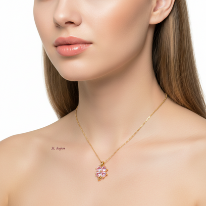 Pink Crystal & 18K Gold-Plated Heart Clover Pendant Necklace - Street Region