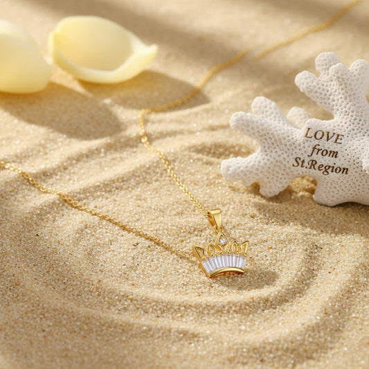 Crystal & Cubic Zirconia Crown Pendant Necklace