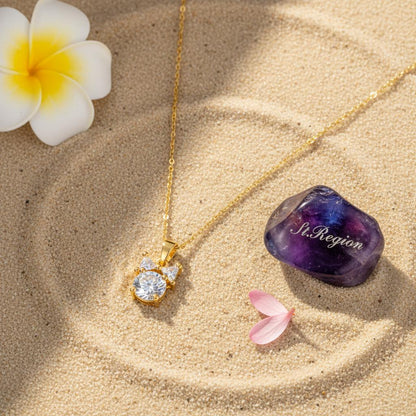 Clear Crystal and 18K Gold-Plated Bow Pendant Necklace, gold pendant necklace for women, botanical inspired, lifestyle look