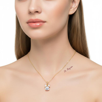 Clear Crystal and 18K Gold-Plated Bow Pendant Necklace, gold pendant necklace for women, botanical inspired, styled look