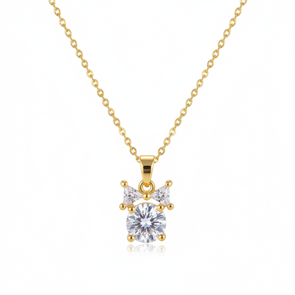 Clear Crystal & 18K Gold-Plated Bow Pendant Necklace - Street Region