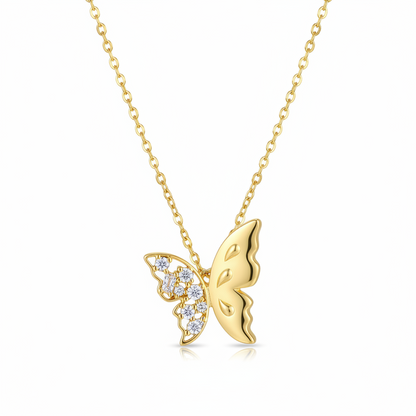 Clear Cubic Zirconia & 18K Gold-Plated Butterfly Pendant Necklace - Street Region