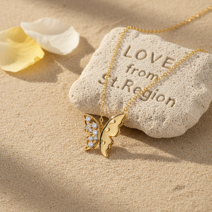 Clear Cubic Zirconia & 18K Gold-Plated Butterfly Pendant Necklace - Street Region