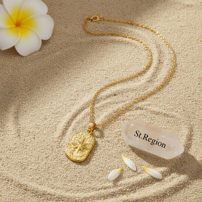 18K Gold-Plated Star Card Pendant Necklace, gold pendant necklace for women, dainty minimalist design, lifestyle look