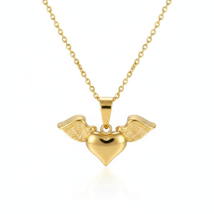 18K Gold-Plated Heart & Wings Pendant Necklace