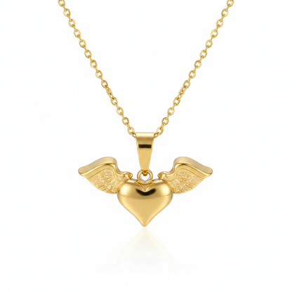 18K Gold-Plated Heart & Wings Pendant Necklace - Street Region