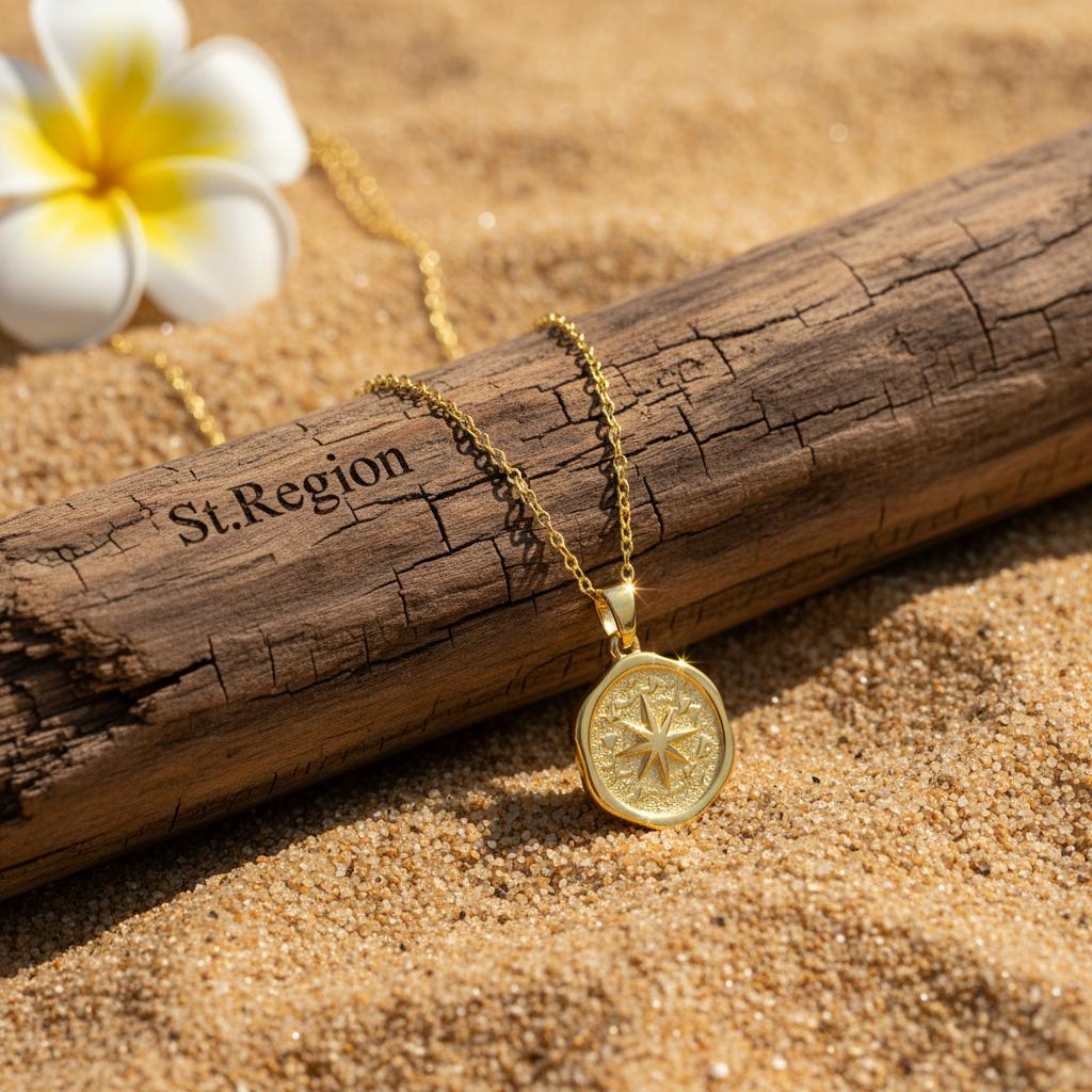 18K Gold-Plated Star Coin Pendant Necklace, gold pendant necklace for women, elegant gift for her, detail close-up