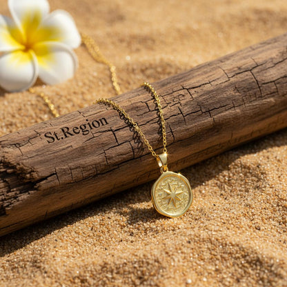 18K Gold-Plated Star Coin Pendant Necklace, gold pendant necklace for women, elegant gift for her, detail close-up