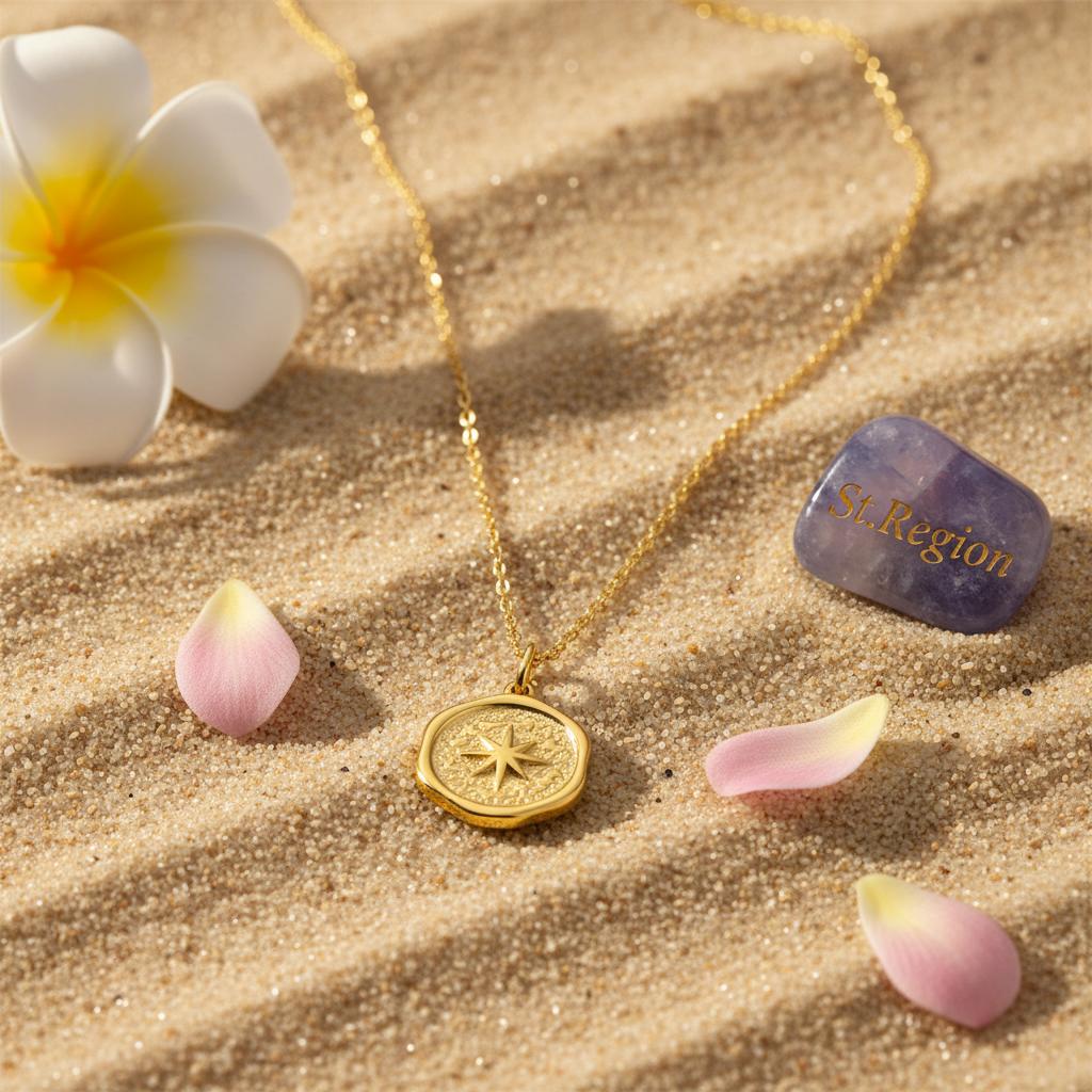 18K Gold-Plated Star Coin Pendant Necklace, gold pendant necklace for women, elegant gift for her, lifestyle look