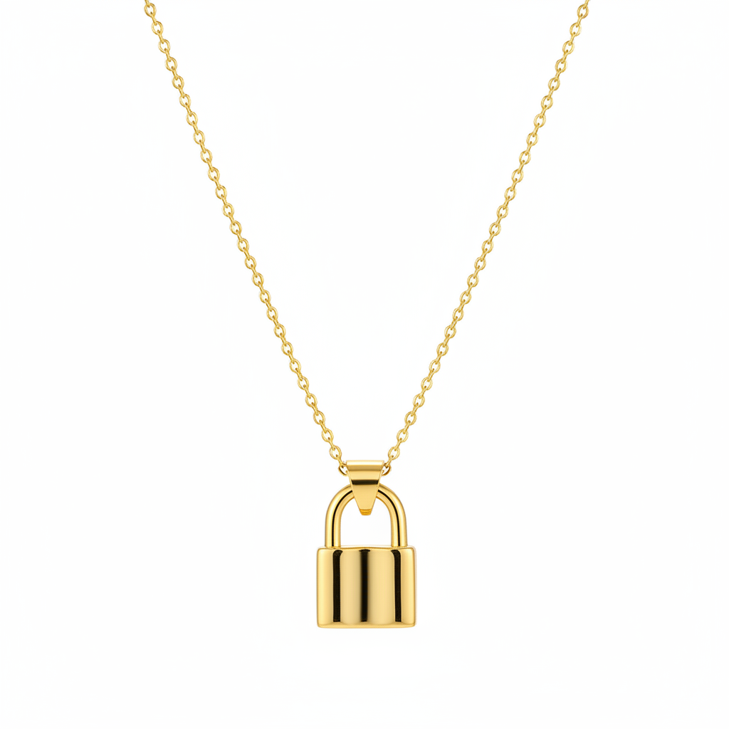 18K Gold-Plated Lock Pendant Necklace - Street Region