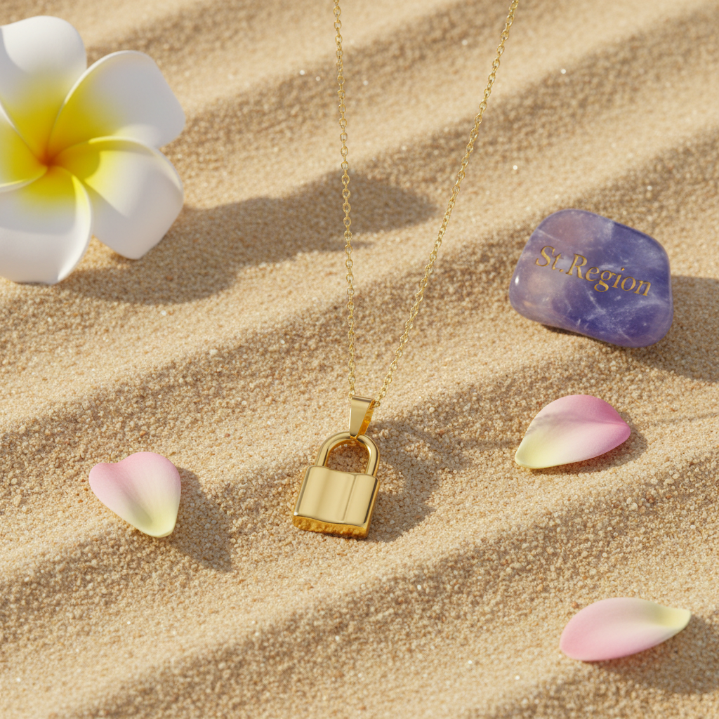 18K Gold-Plated Lock Pendant Necklace - Street Region