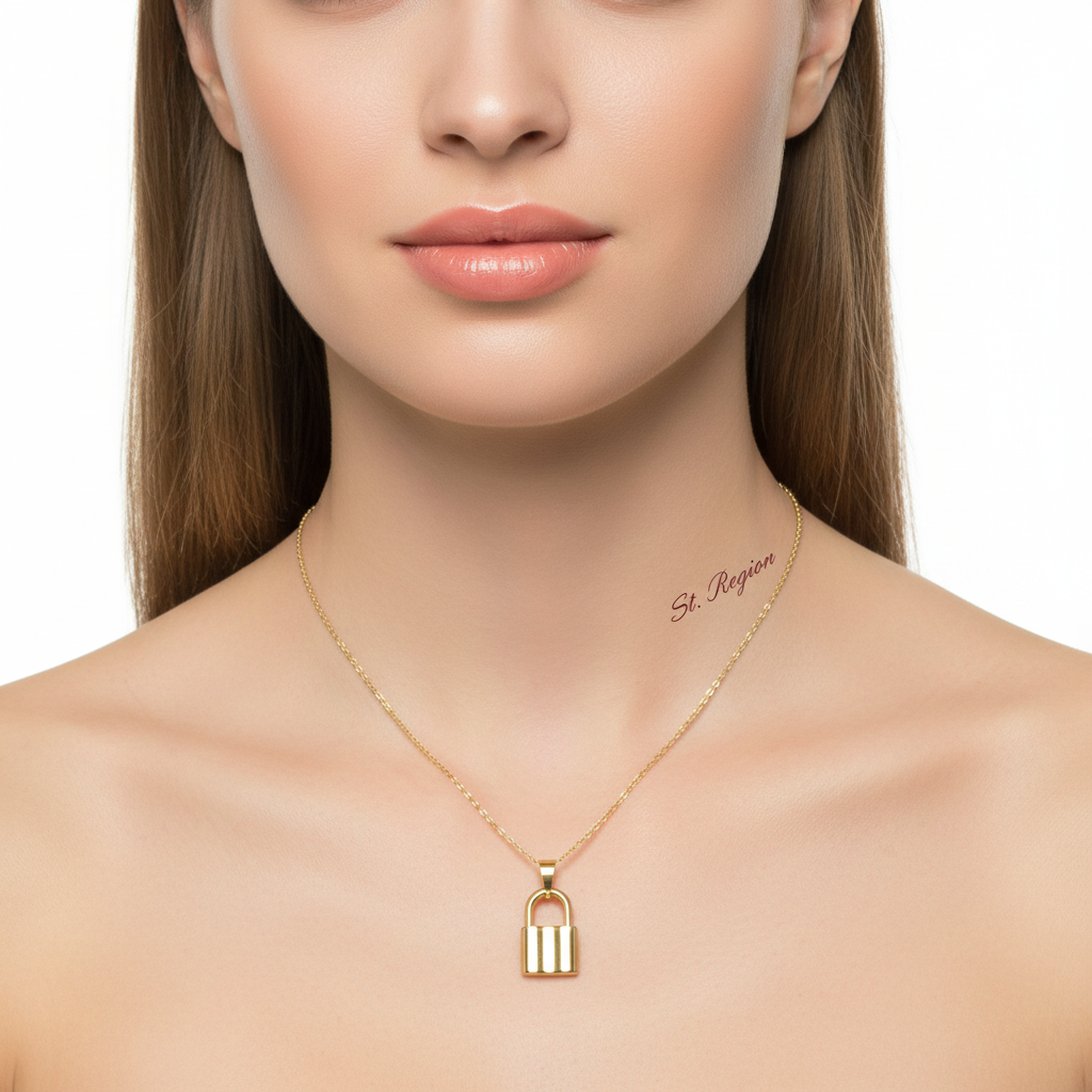 18K Gold-Plated Lock Pendant Necklace - Street Region