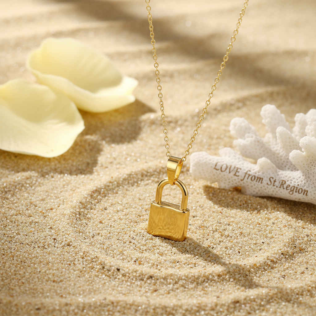 18K Gold-Plated Lock Pendant Necklace - Street Region