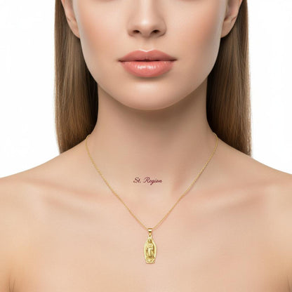 18K Gold-Plated Mary Pendant Necklace, gold pendant necklace for women, everyday style, styled look