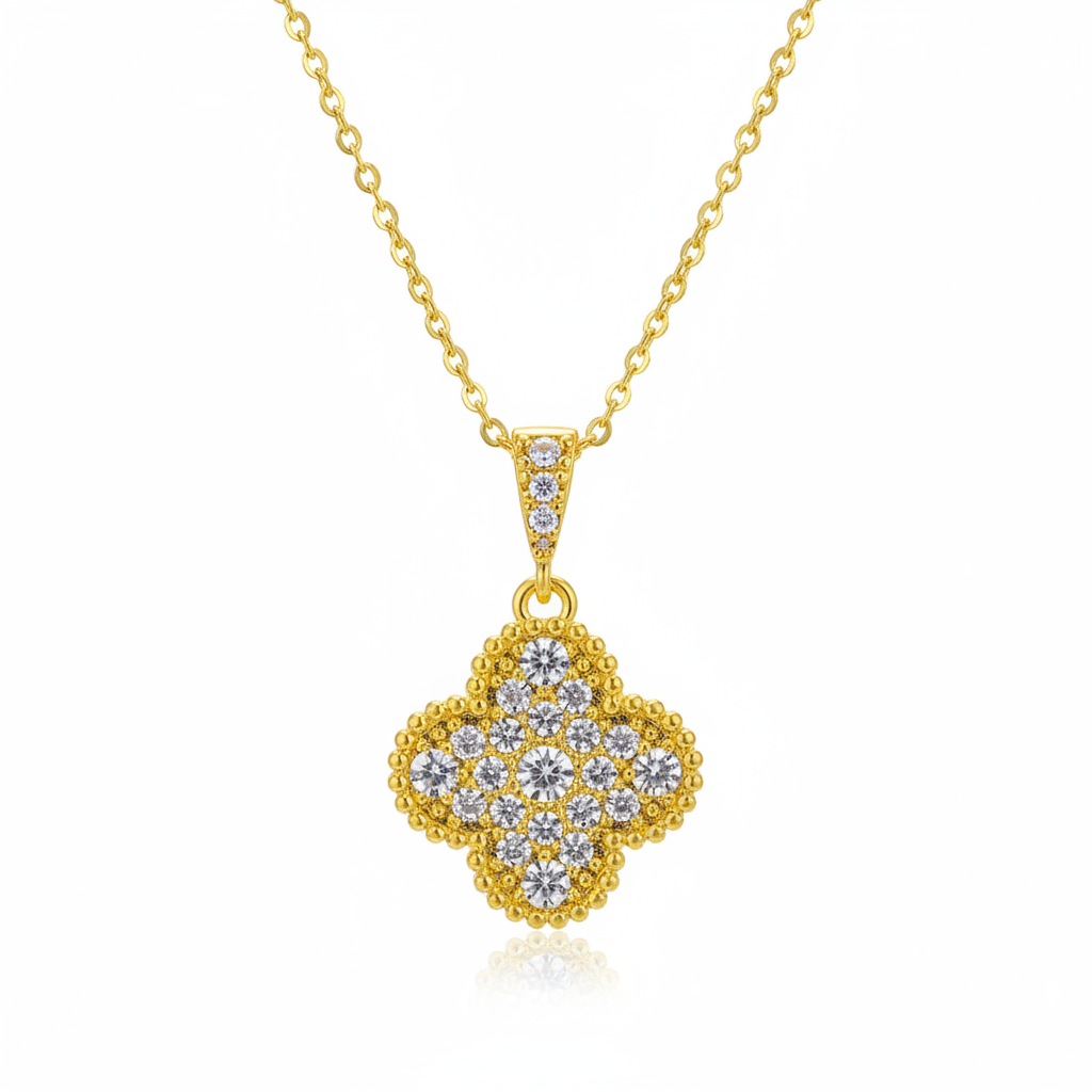 Cubic Zirconia & 18K Gold-Plated Clover Pendant Necklace - Street Region