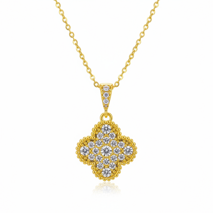 Cubic Zirconia & 18K Gold-Plated Clover Pendant Necklace - Street Region