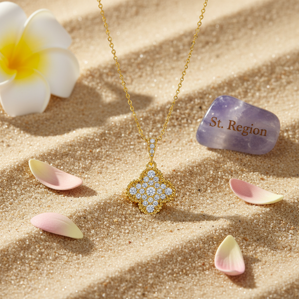Cubic Zirconia & 18K Gold-Plated Clover Pendant Necklace - Street Region