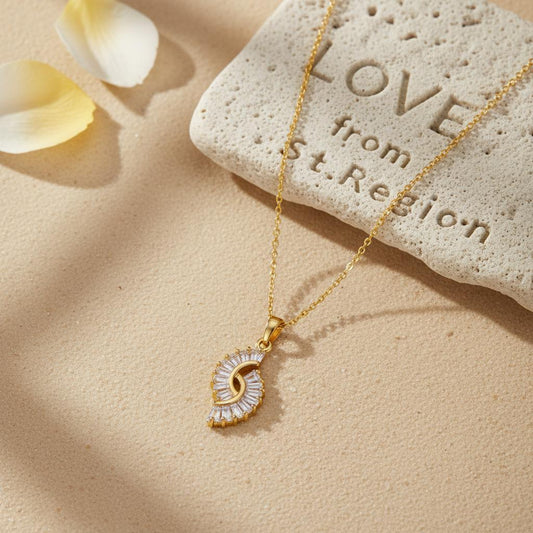 Crystal & 18K Gold-Plated Botanical Pendant Necklace