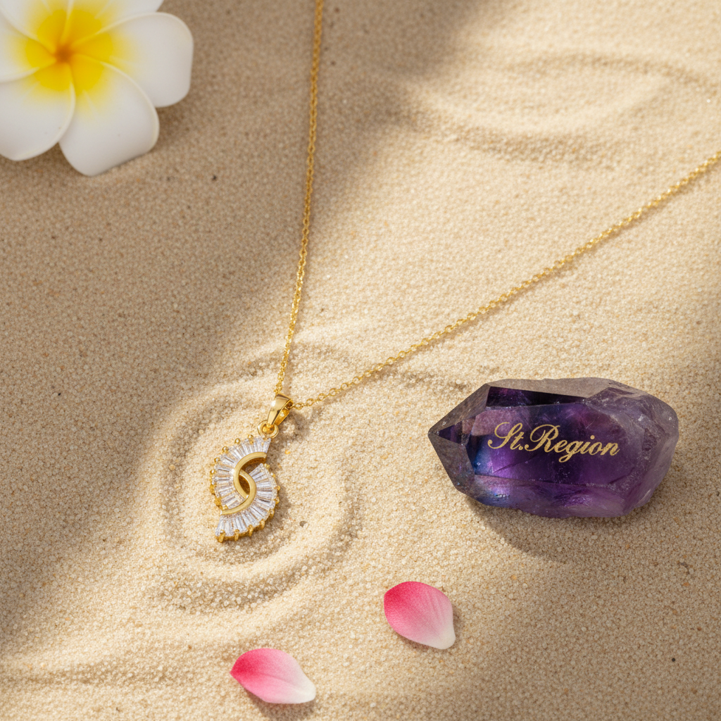 Crystal & 18K Gold-Plated Botanical Pendant Necklace - Street Region
