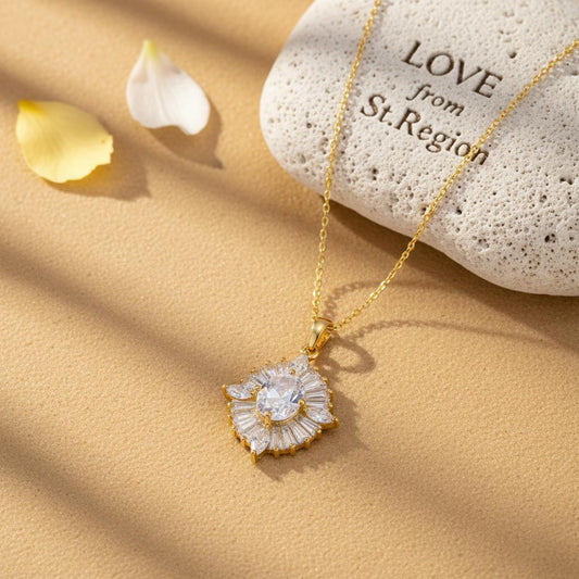 Clear Crystal & 18K Gold-Plated Oval Pendant Necklace