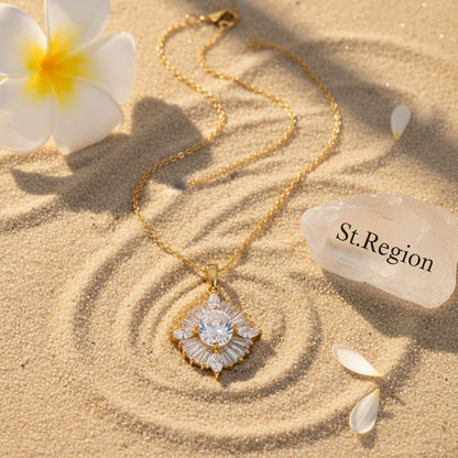 Clear Crystal and 18K Gold-Plated Oval Pendant Necklace, gold pendant necklace for women, lifestyle look