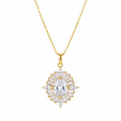 Clear Crystal & 18K Gold-Plated Oval Pendant Necklace - Street Region
