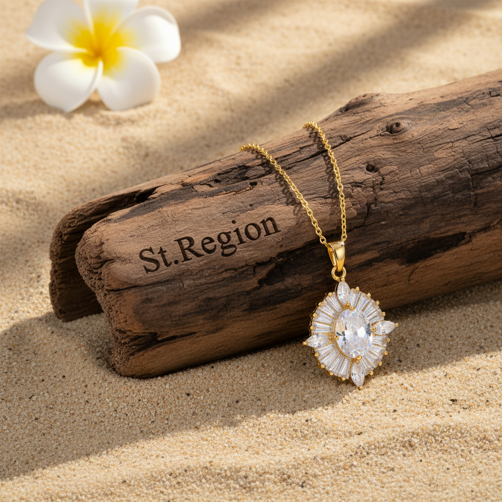 Clear Crystal & 18K Gold-Plated Oval Pendant Necklace - Street Region