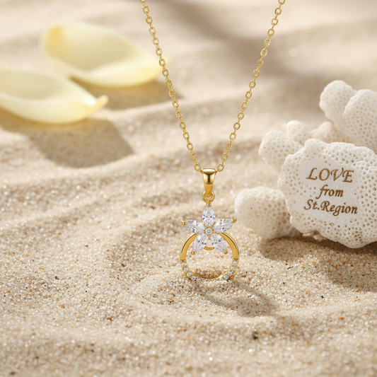 Crystal & Cubic Zirconia 18K Gold-Plated Flower Circle Pendant Necklace - Street Region