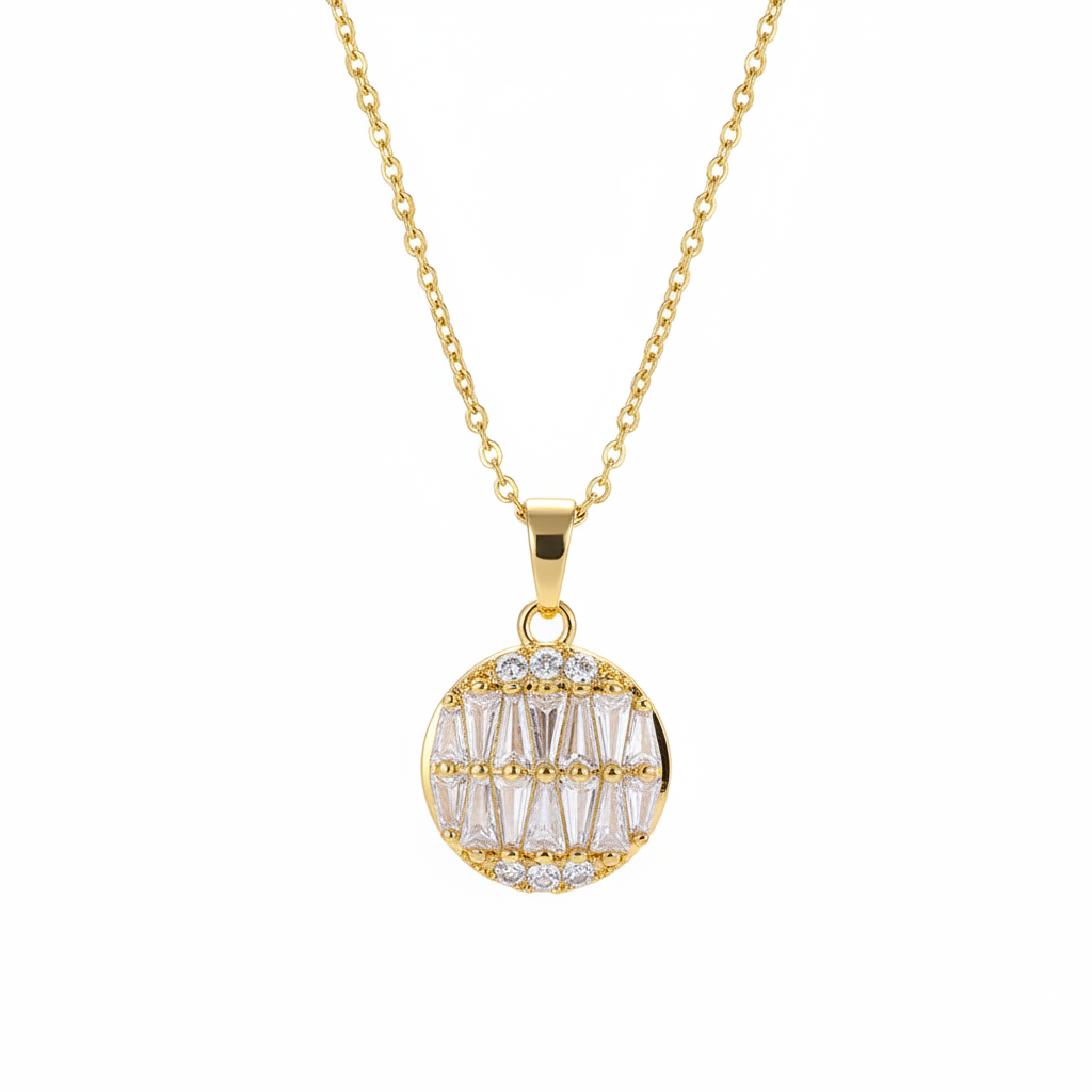 Crystal & 18K Gold-Plated Triangle-Cut Round Pendant Necklace - Street Region