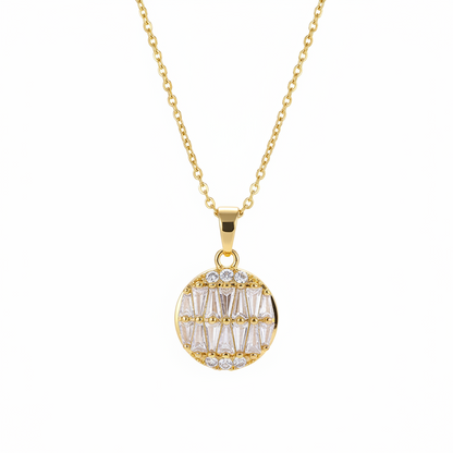 Crystal & 18K Gold-Plated Triangle-Cut Round Pendant Necklace - Street Region