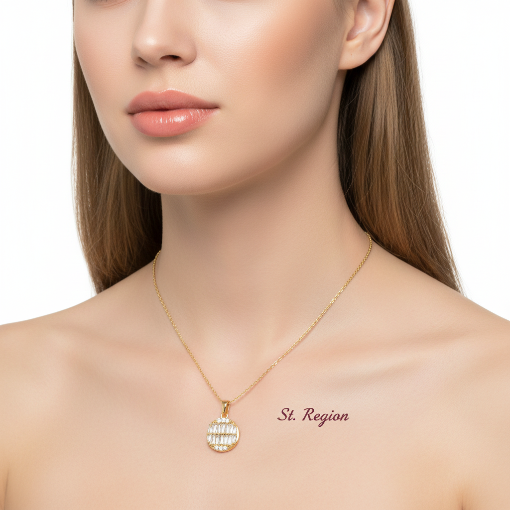 Crystal & 18K Gold-Plated Triangle-Cut Round Pendant Necklace - Street Region