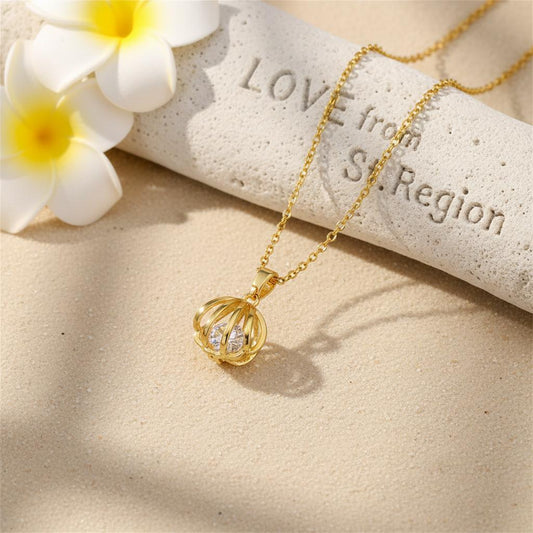 Crystal & 18K Gold-Plated Shell Pendant Necklace