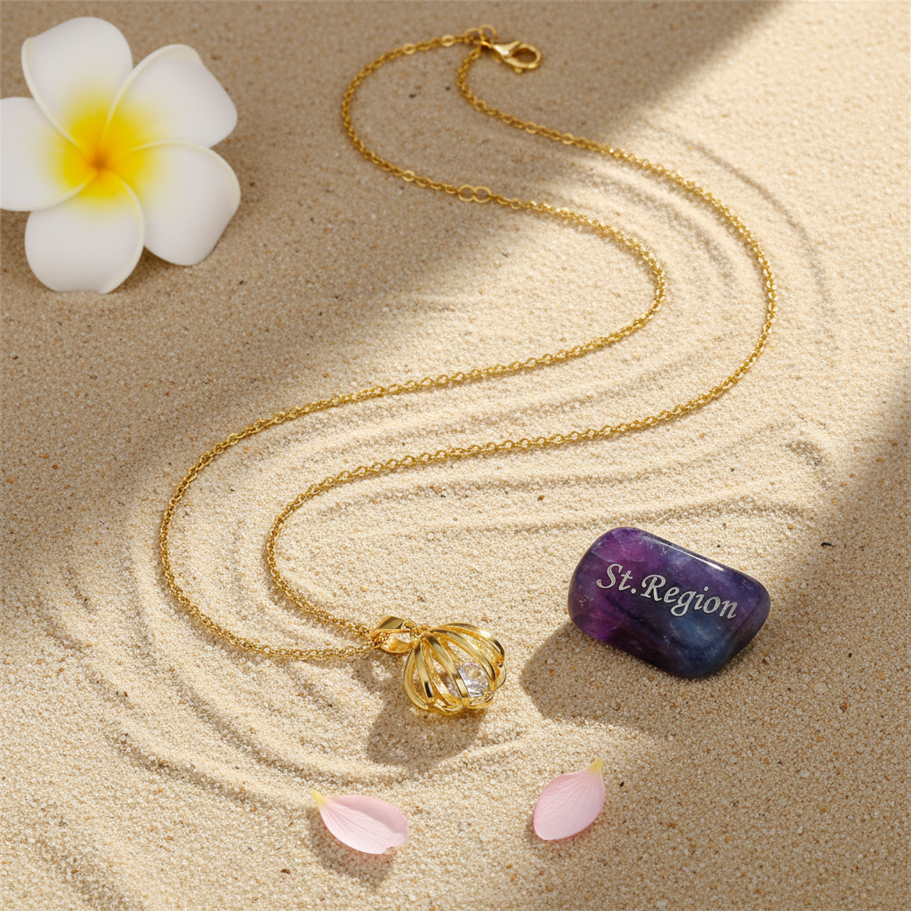 Crystal & 18K Gold-Plated Shell Pendant Necklace - Street Region