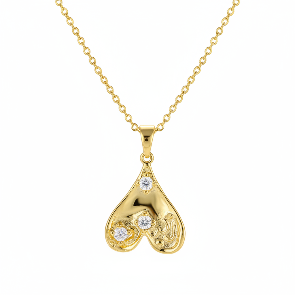 Cubic Zirconia & 18K Gold-Plated Heart Pendant Necklace - Street Region