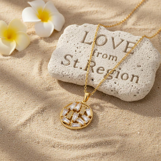 Crystal & 18K Gold-Plated Round Pendant Necklace