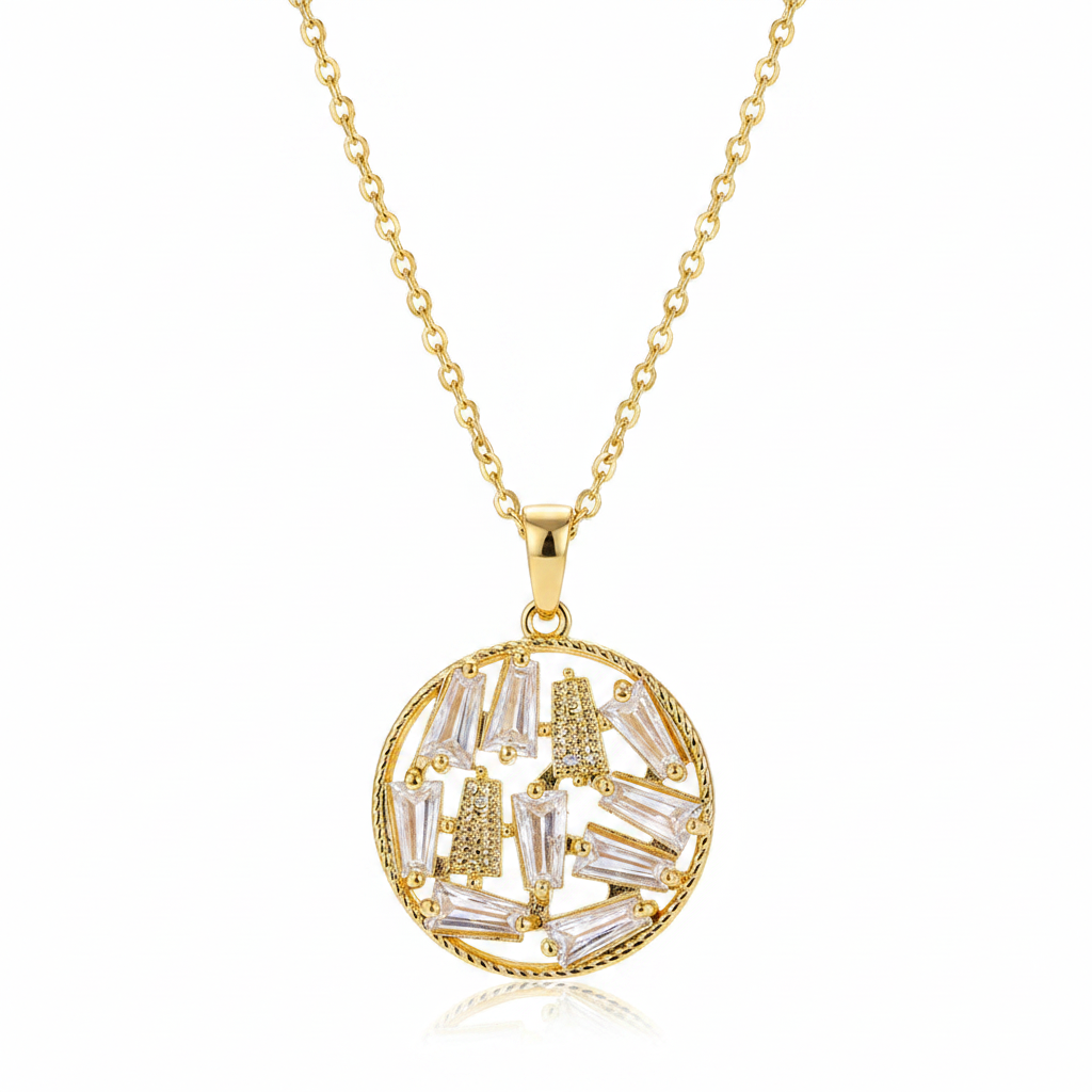 Crystal & 18K Gold-Plated Round Pendant Necklace - Street Region