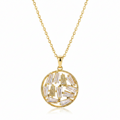Crystal & 18K Gold-Plated Round Pendant Necklace - Street Region