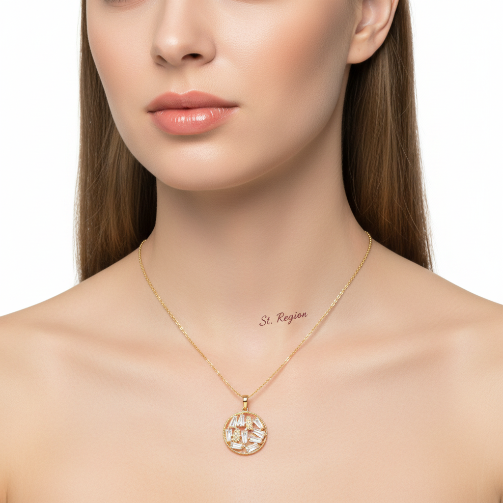 Crystal & 18K Gold-Plated Round Pendant Necklace - Street Region