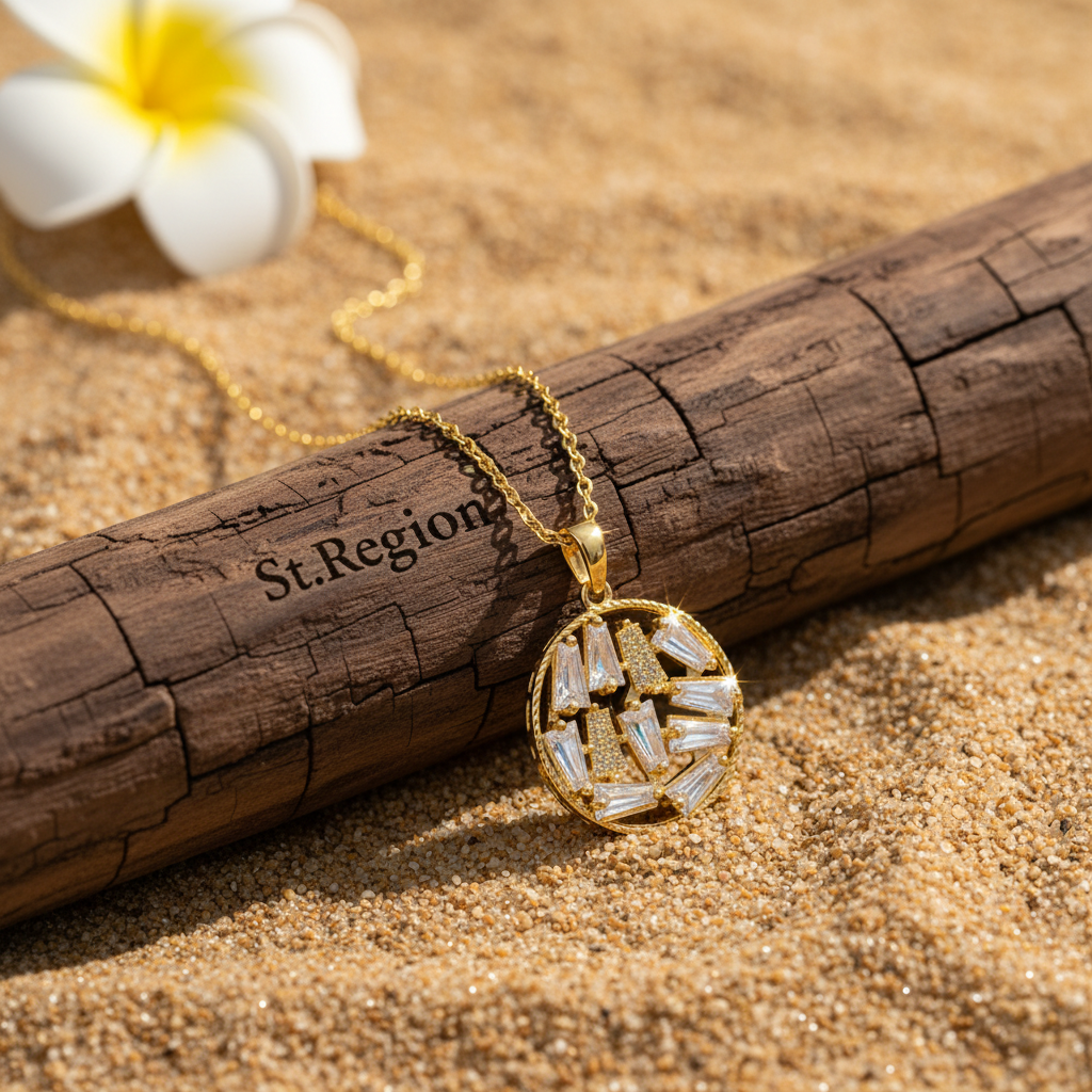 Crystal & 18K Gold-Plated Round Pendant Necklace - Street Region