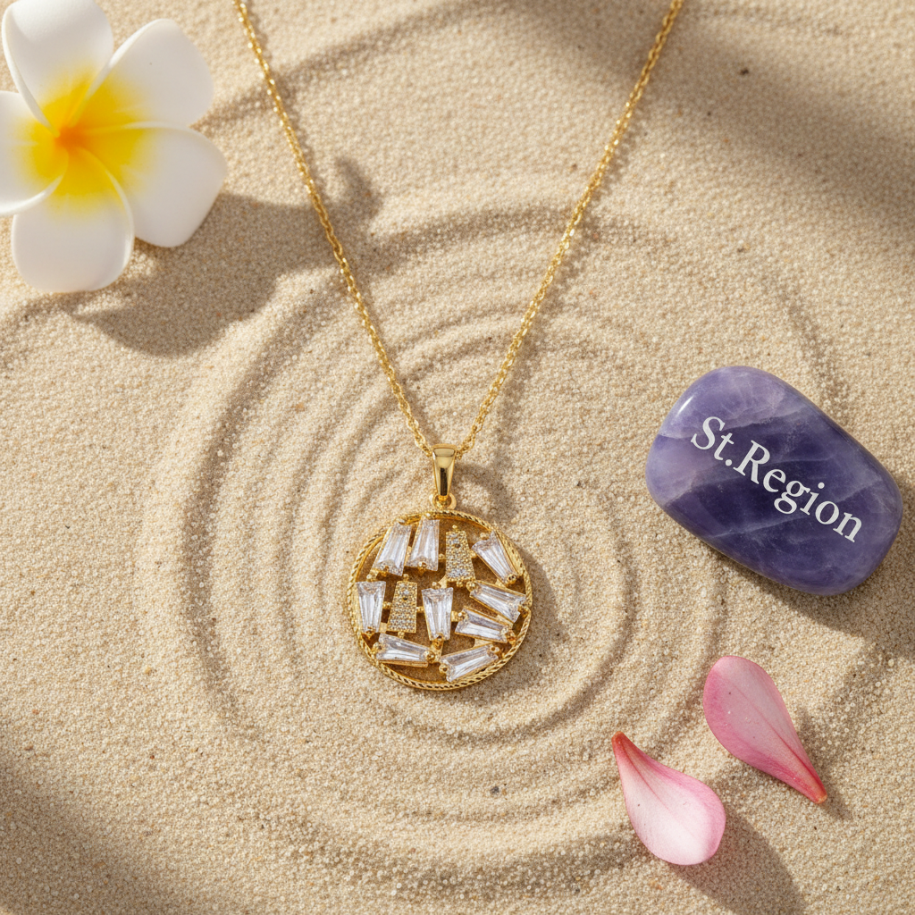 Crystal & 18K Gold-Plated Round Pendant Necklace - Street Region