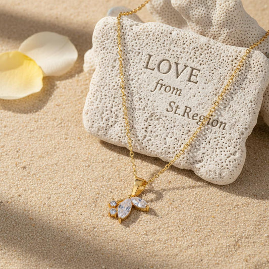 Crystal & 18K Gold-Plated Butterfly Pendant Necklace