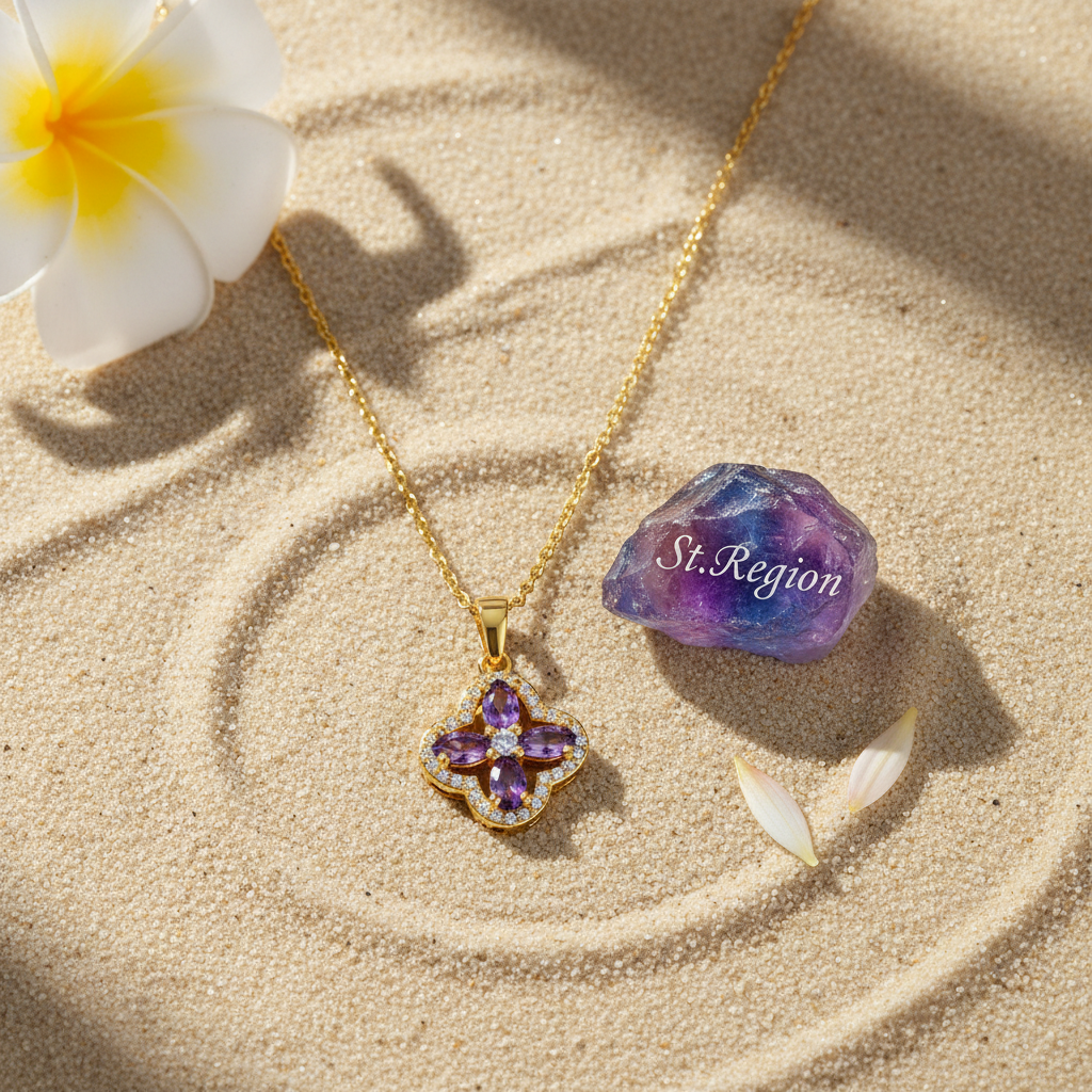 Purple Crystal & Cubic Zirconia 18K Gold-Plated Clover Pendant Necklace - Street Region