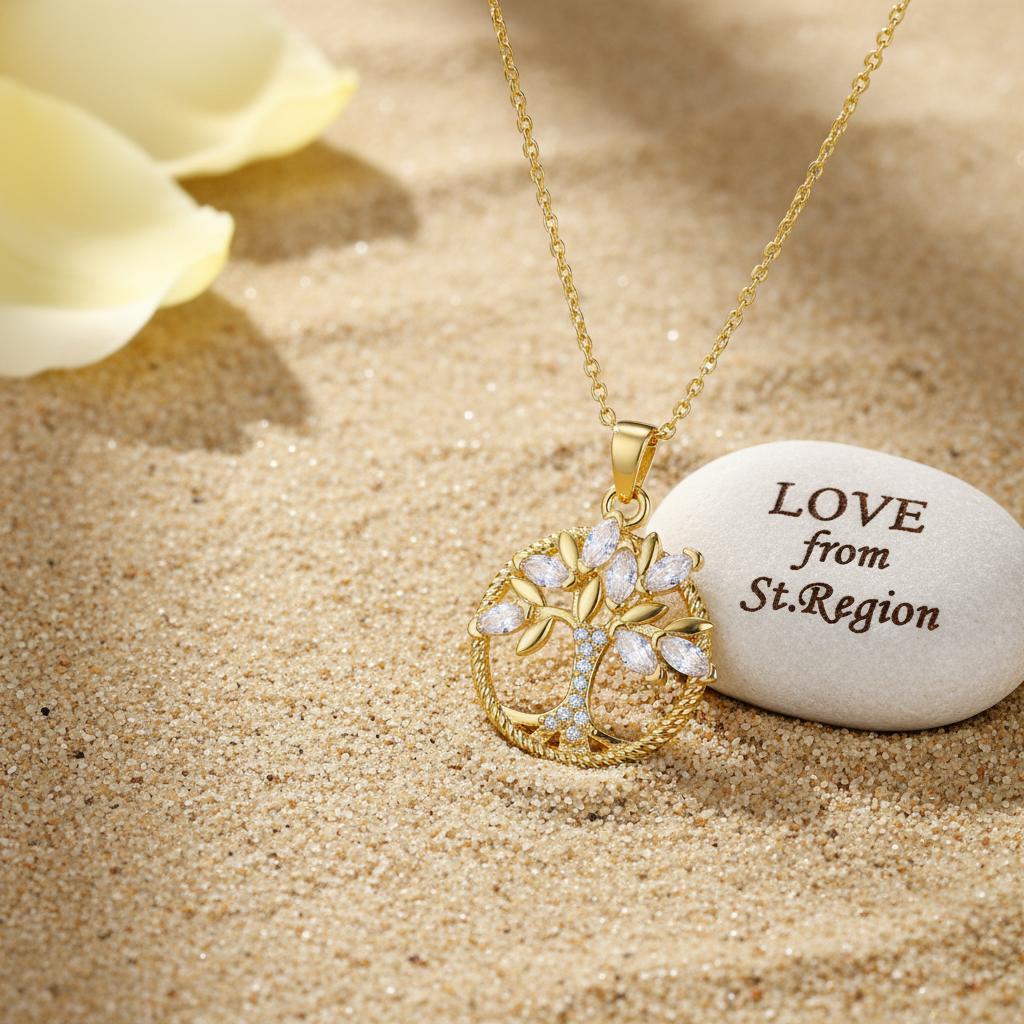 Crystal & Cubic Zirconia 18K Gold-Plated Tree Pendant Necklace