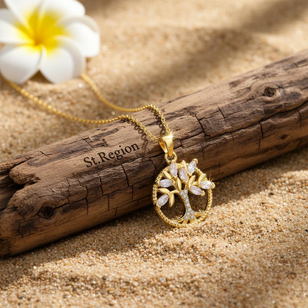 Crystal & Cubic Zirconia 18K Gold-Plated Tree Pendant Necklace