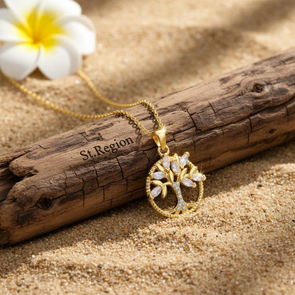 Crystal & Cubic Zirconia 18K Gold-Plated Tree Pendant Necklace