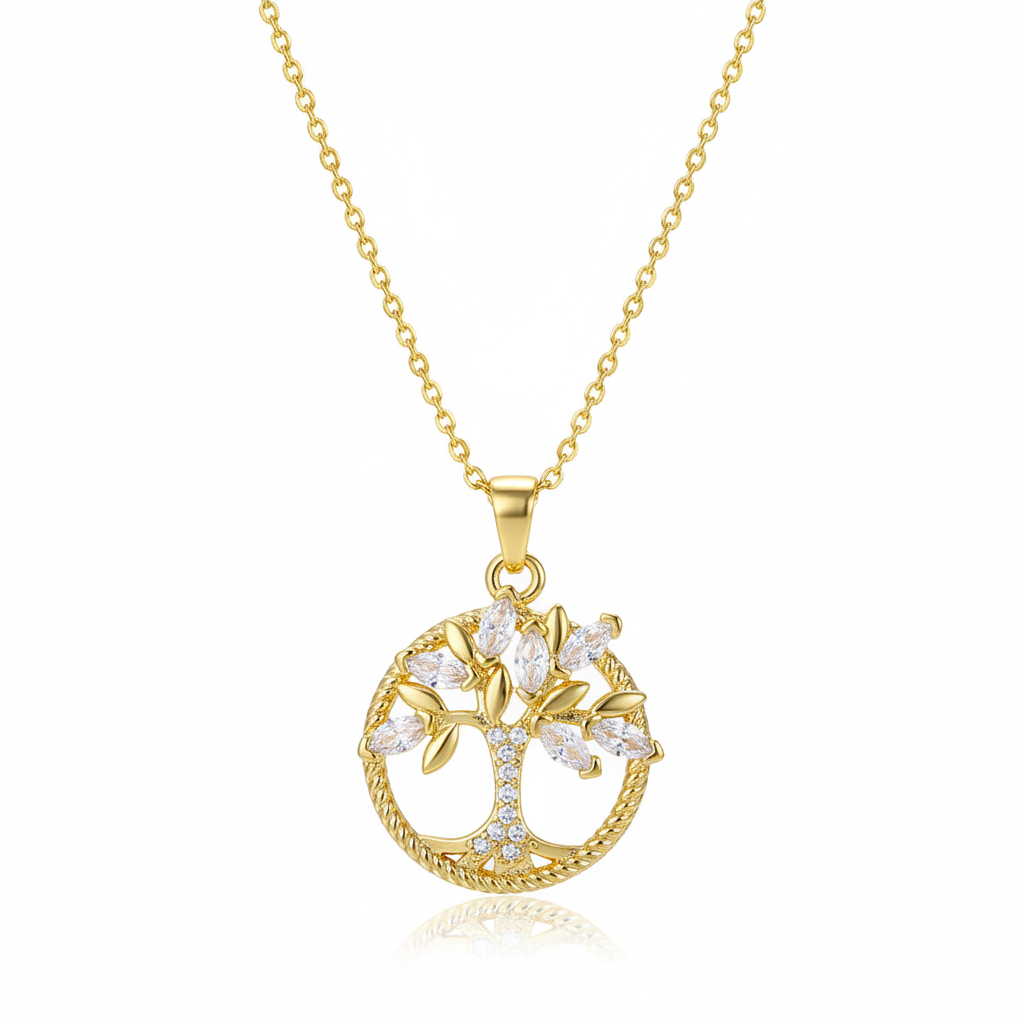Crystal & Cubic Zirconia 18K Gold-Plated Tree Pendant Necklace - Street Region