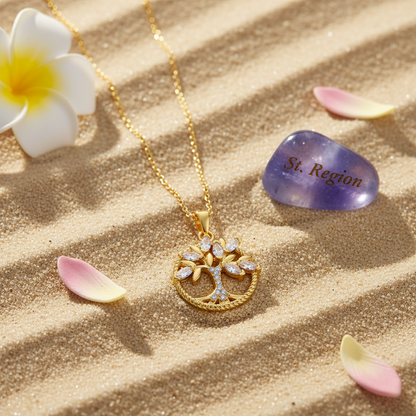 Crystal & Cubic Zirconia 18K Gold-Plated Tree Pendant Necklace - Street Region