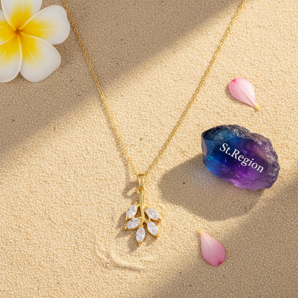 Crystal & 18K Gold-Plated Leaf Pendant Necklace - Street Region