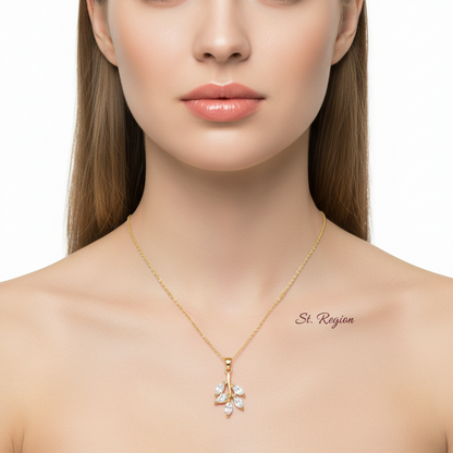 Crystal & 18K Gold-Plated Leaf Pendant Necklace - Street Region