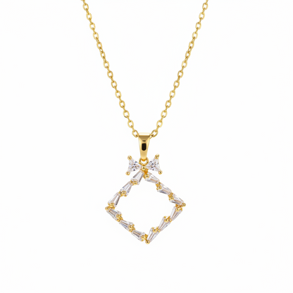 Crystal & 18K Gold-Plated Bow Rhombus Pendant Necklace - Street Region